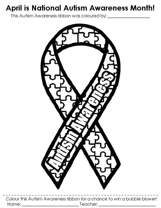 Autism Ribbon Coloring Page - Coloring Pages for Kids and for Adults