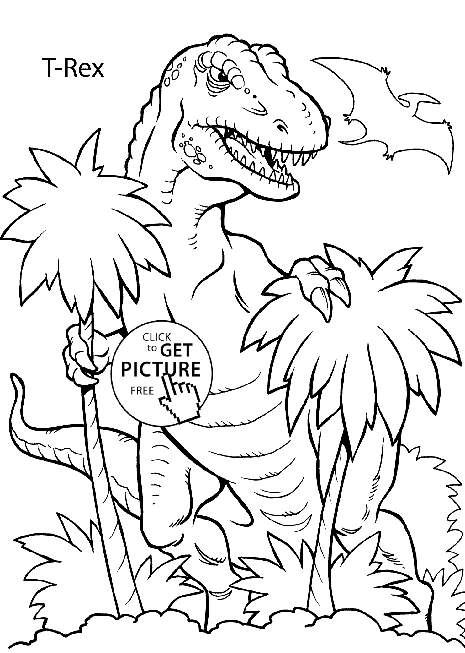 T-Rex dinosaur coloring pages for kids, printable free | coloing ...