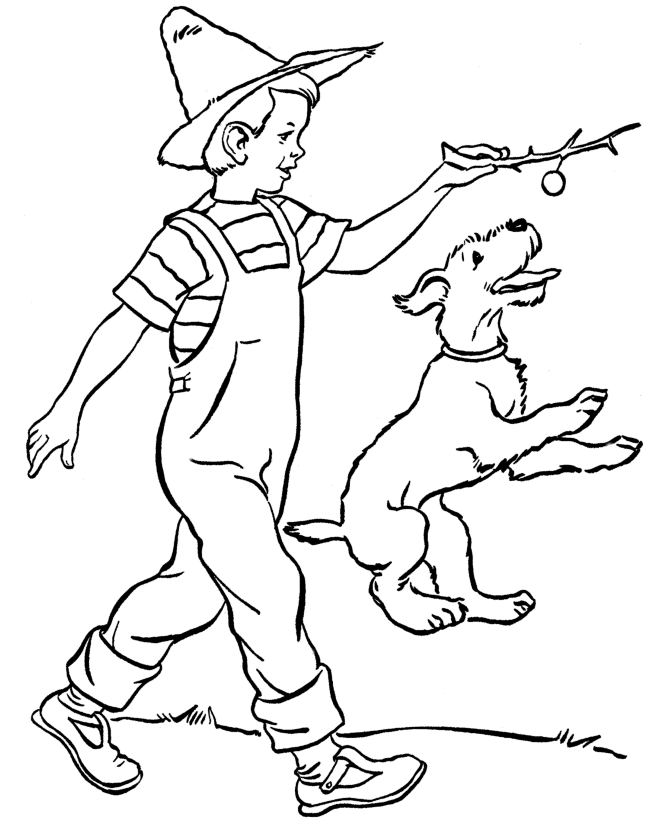 Boy Playing With Dog Coloring Page - Coloring Home
