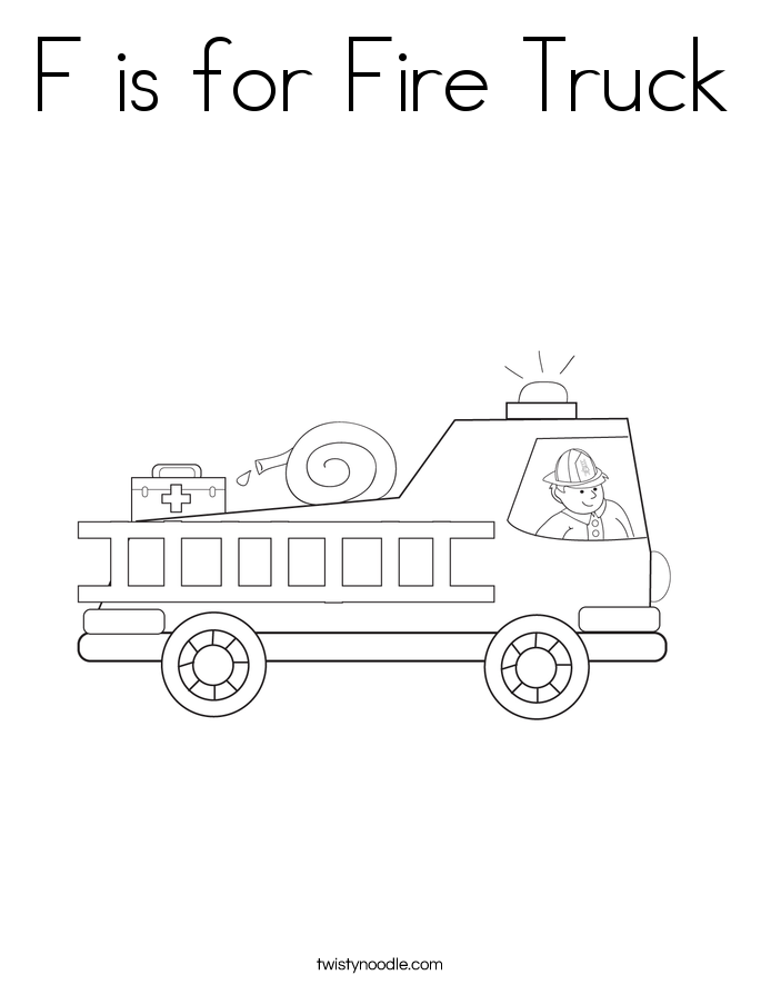 F is for Fire Truck Coloring Page - Twisty Noodle
