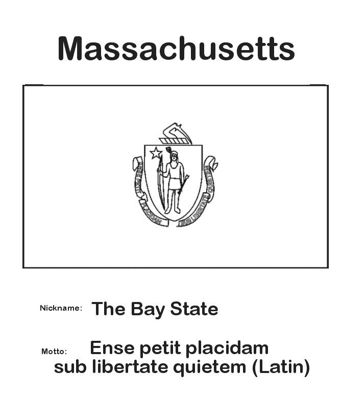 Massachusetts State Flag Coloring Page | USA Coloring Pages ...