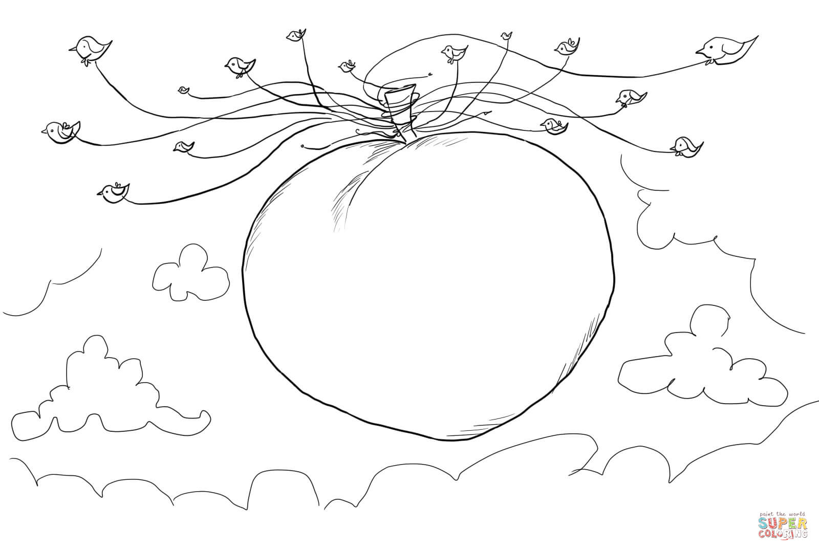 Seagulls Carrying James and the Giant Peach coloring page | Free ...