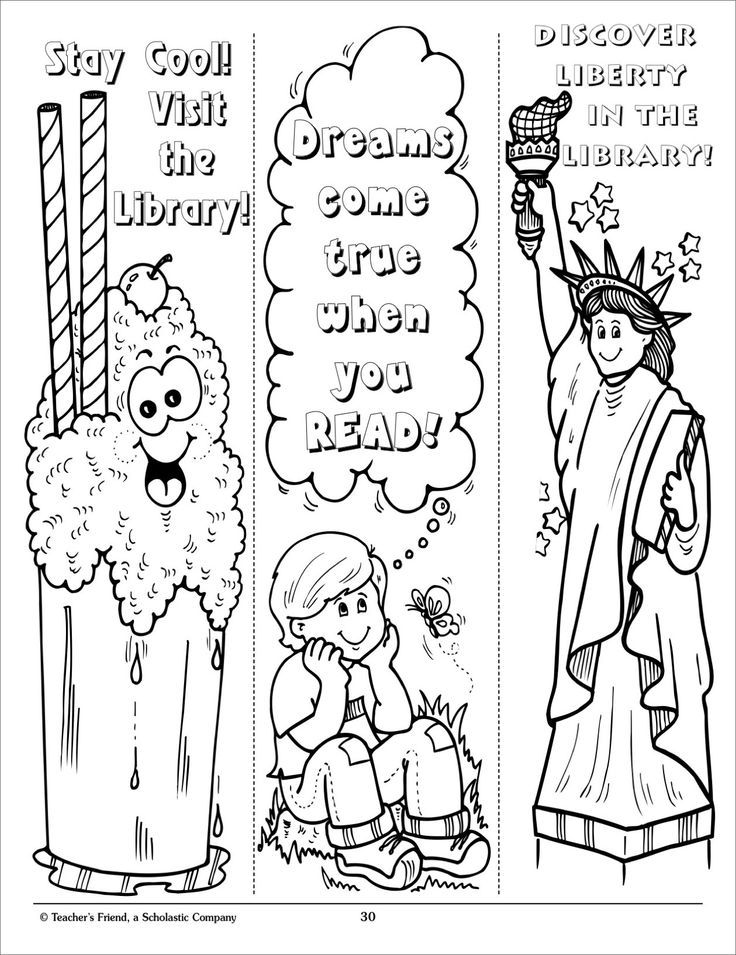 reading bookmark coloring pages