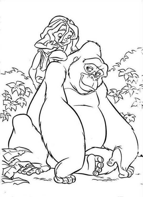 Tarzan and Kerchak the King Kong Coloring Pages | Bulk Color