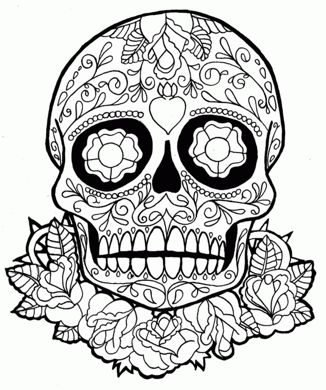 Fun Pages Of Sugar Skulls To Print And Skull Colouring Tattoo #1
