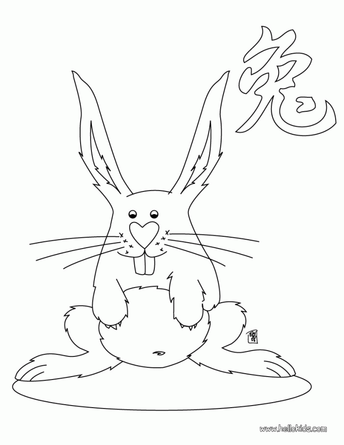 Chinese Zodiac Rabbit Coloring Pages