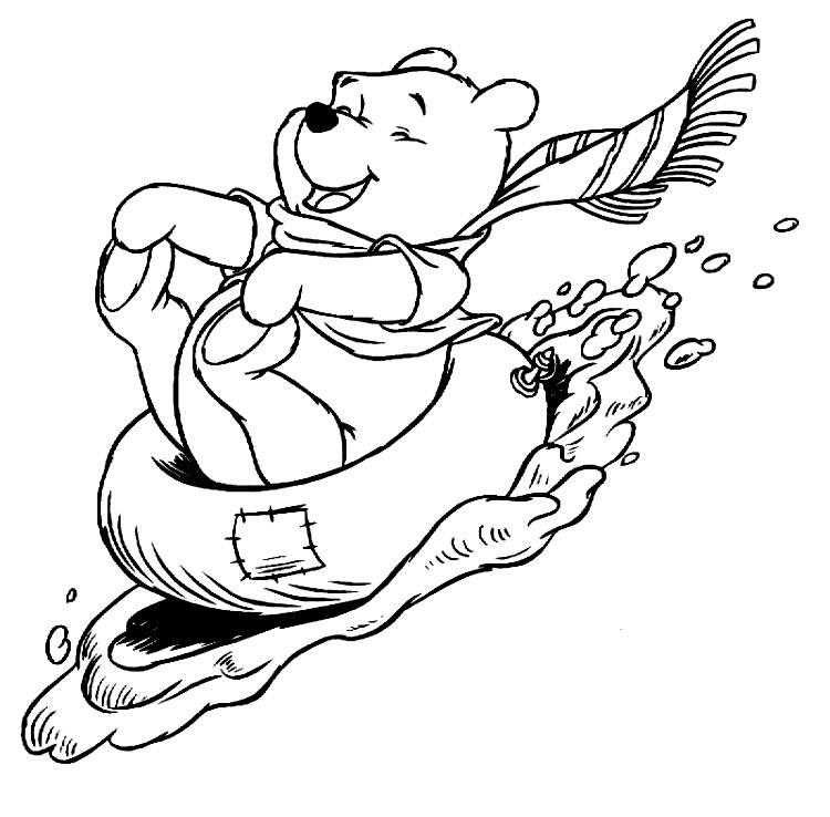 the pooh enjoying winter season pictures to colour disney coloring 