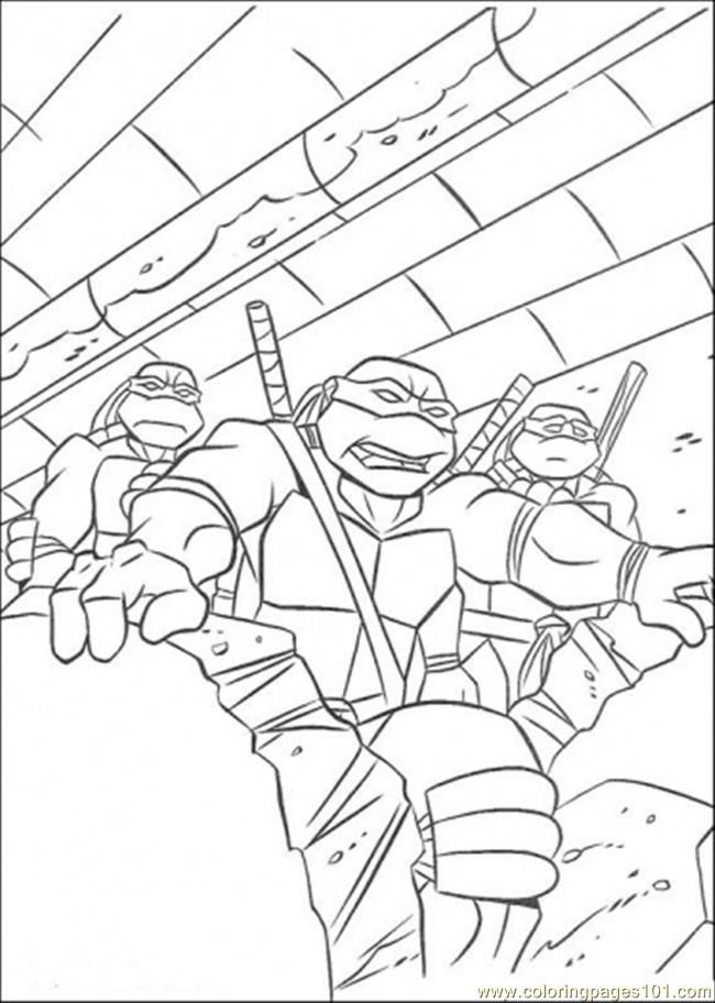 Coloring Pages Three Tmnt In Action (Cartoons > Ninja Turtles 