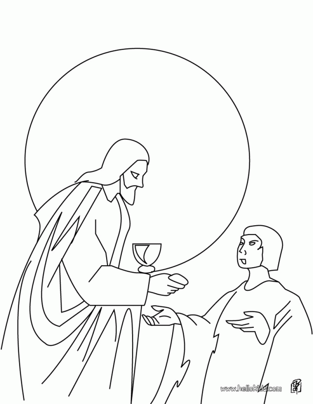 Latest Jesus With Bread And Wine Coloring Page Source Bs 