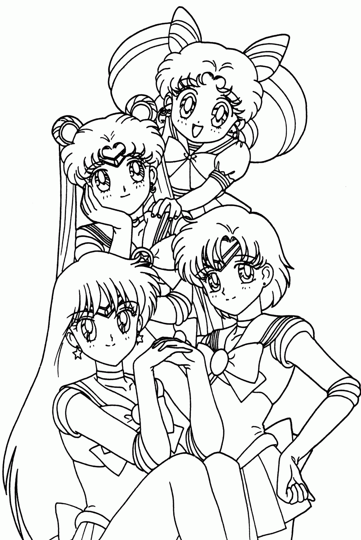 9 Pics Of Anime Group Coloring Pages - Anime Girls Coloring Pages