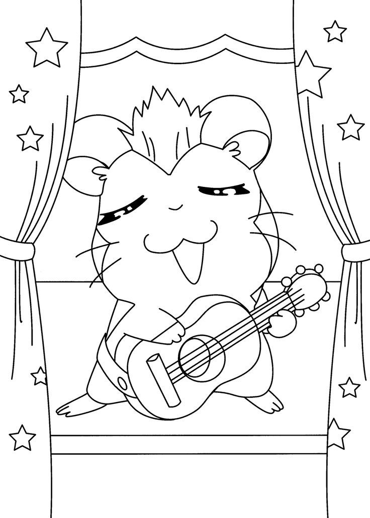 Hamtaro musician coloring pages for kids, printable free ...