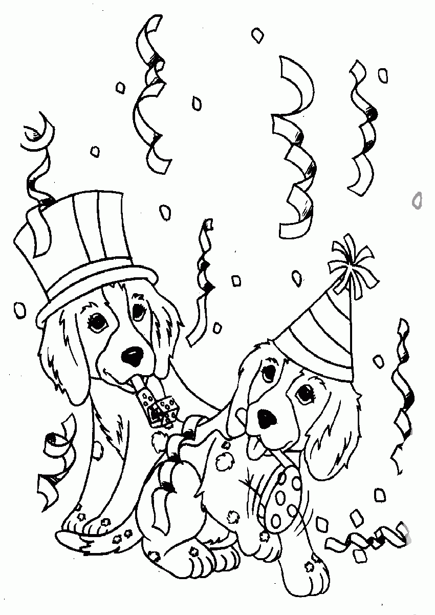 Printable Happy Birthday Coloring Pages Dogs Home Dog Page