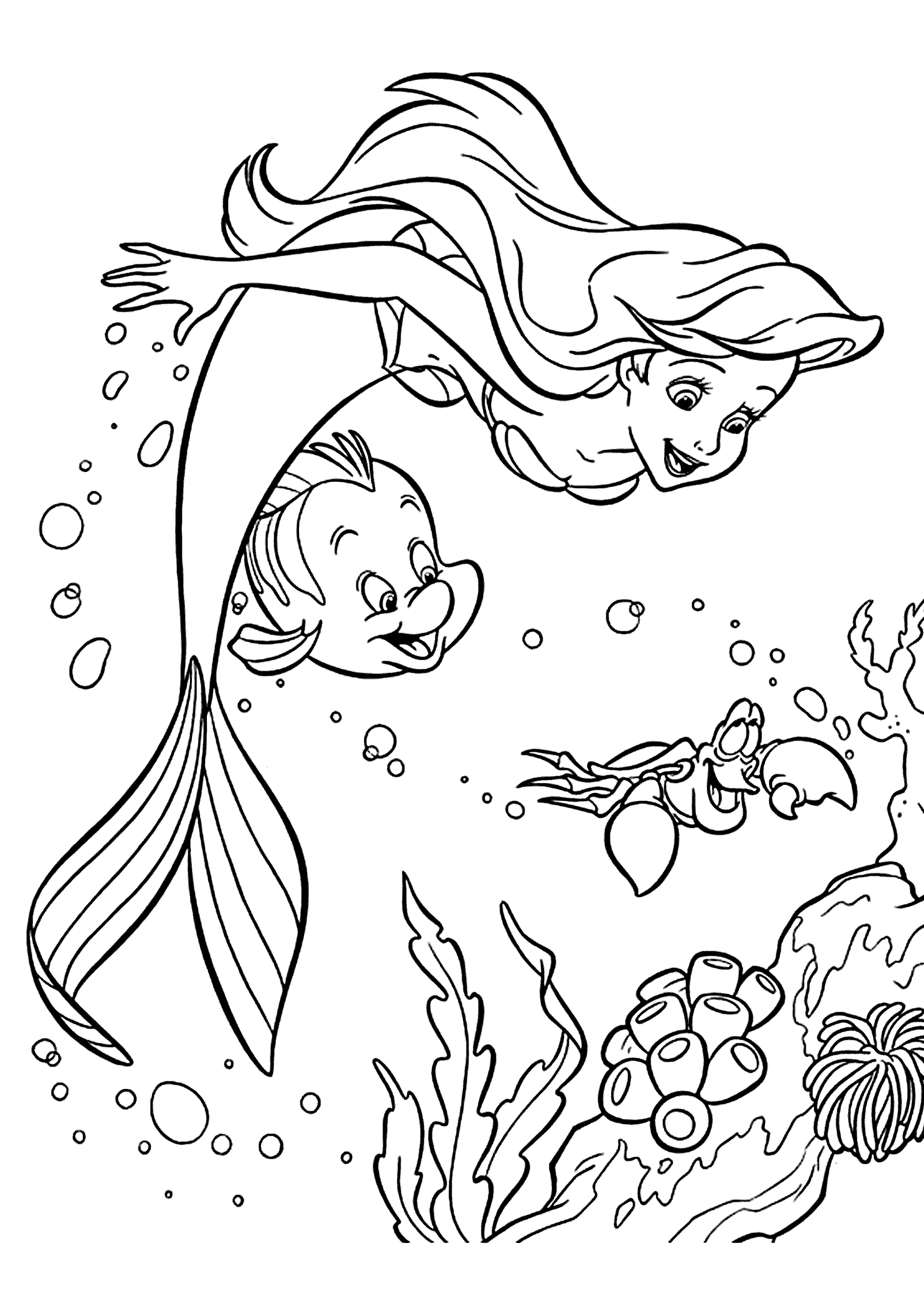 Disney Ariel Printable Coloring Pages High Quality