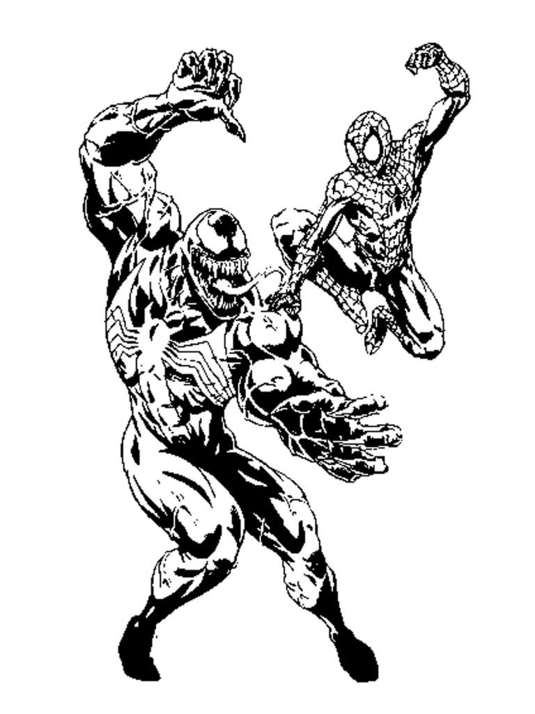 Spiderman And Venom Coloring Page - Coloring Home