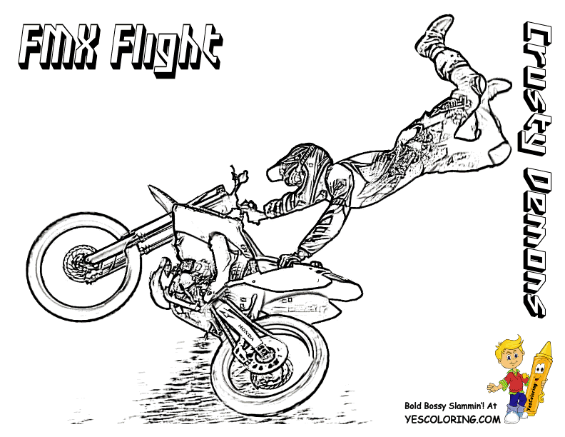 Motorbike Coloring Pages | Free | Kawasaki | FMX | Motorbike