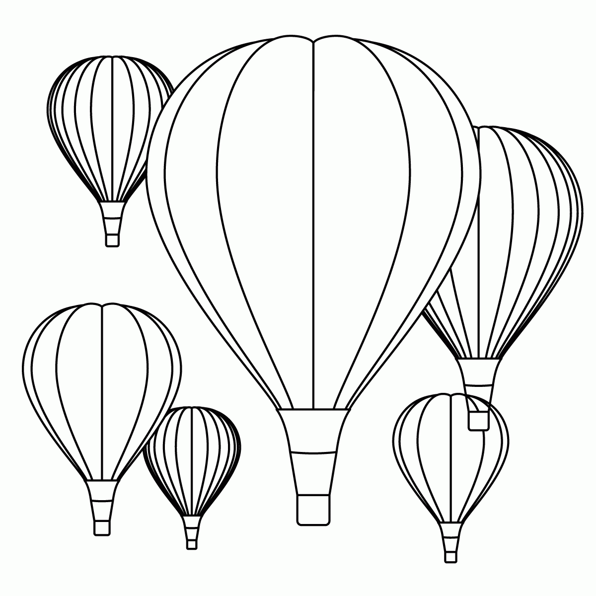 Hot Air Balloon Outline - Coloring Pages for Kids and for Adults