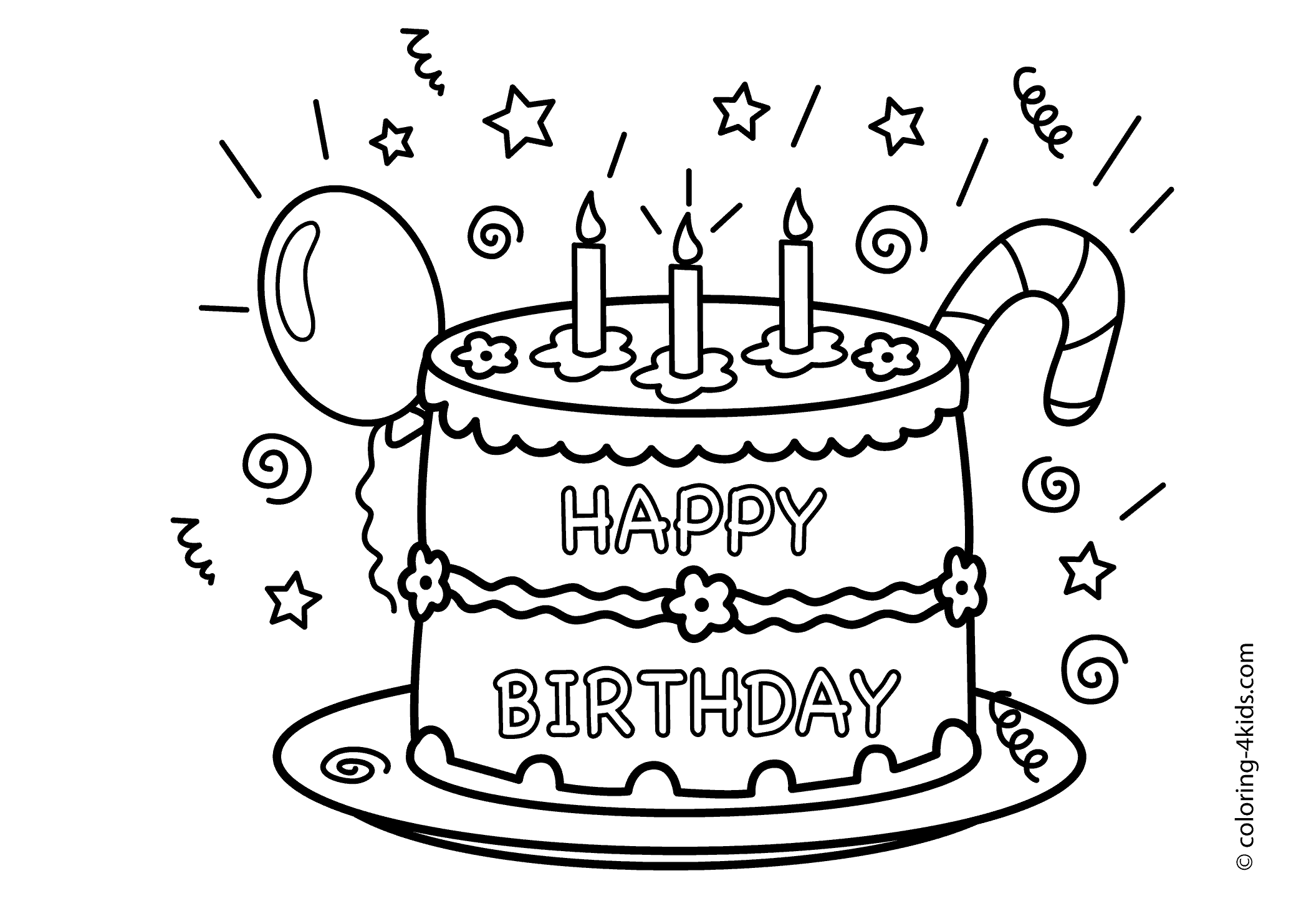 Teddy Bear Birthday Cake Coloring Pages. Birthday Cake