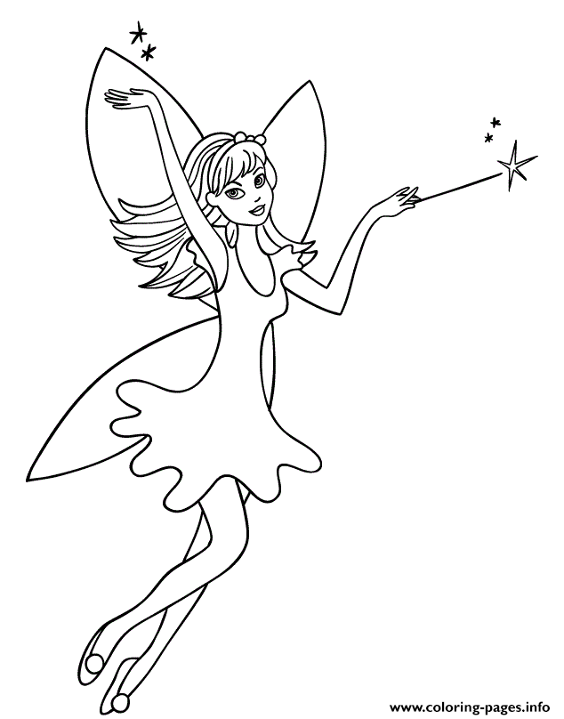 Fairy Princess With Magic Wand Coloring Pages Printable