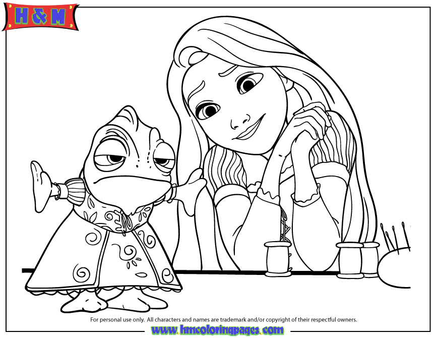 Rapunzel Printable Coloring Pages Home Pascal Dress Page Free Gambar