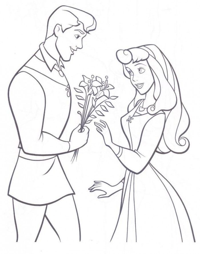 Princess Aurora And The Prince Together Coloring Page | Kids 