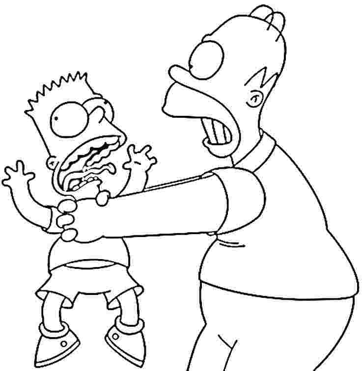 Homer Simpson stifle bart coloring page | coloring pages