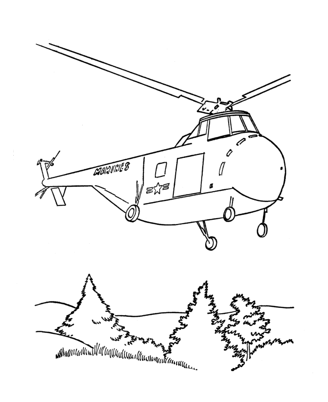 Airline Aircraft Drawings amd Coloring Sheets - Sikorsky S-58