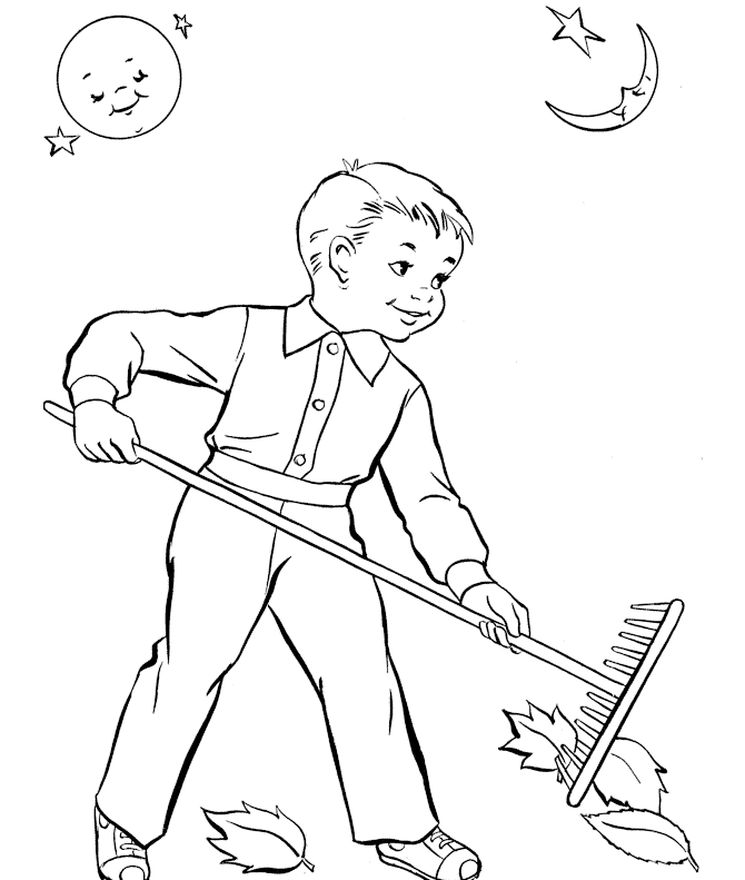 Leaf Raking Tools - Fall Coloring Pages : Coloring Pages for Kids 