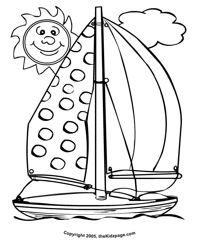 Sailboat Sunny Day - Free Coloring Pages for Kids - Printable ...