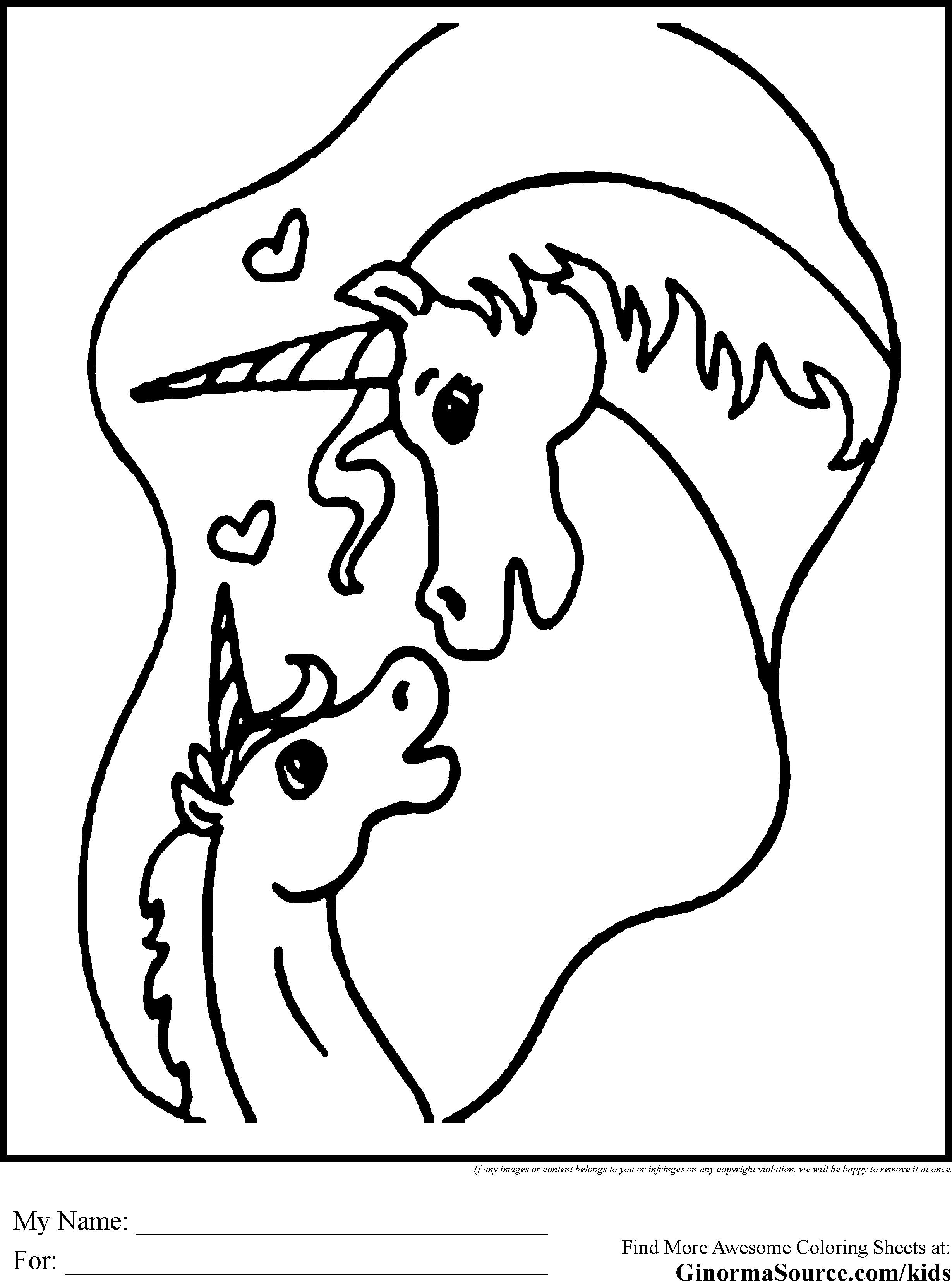 free coloring pages of unicorn and the baby unicorn - VoteForVerde.com