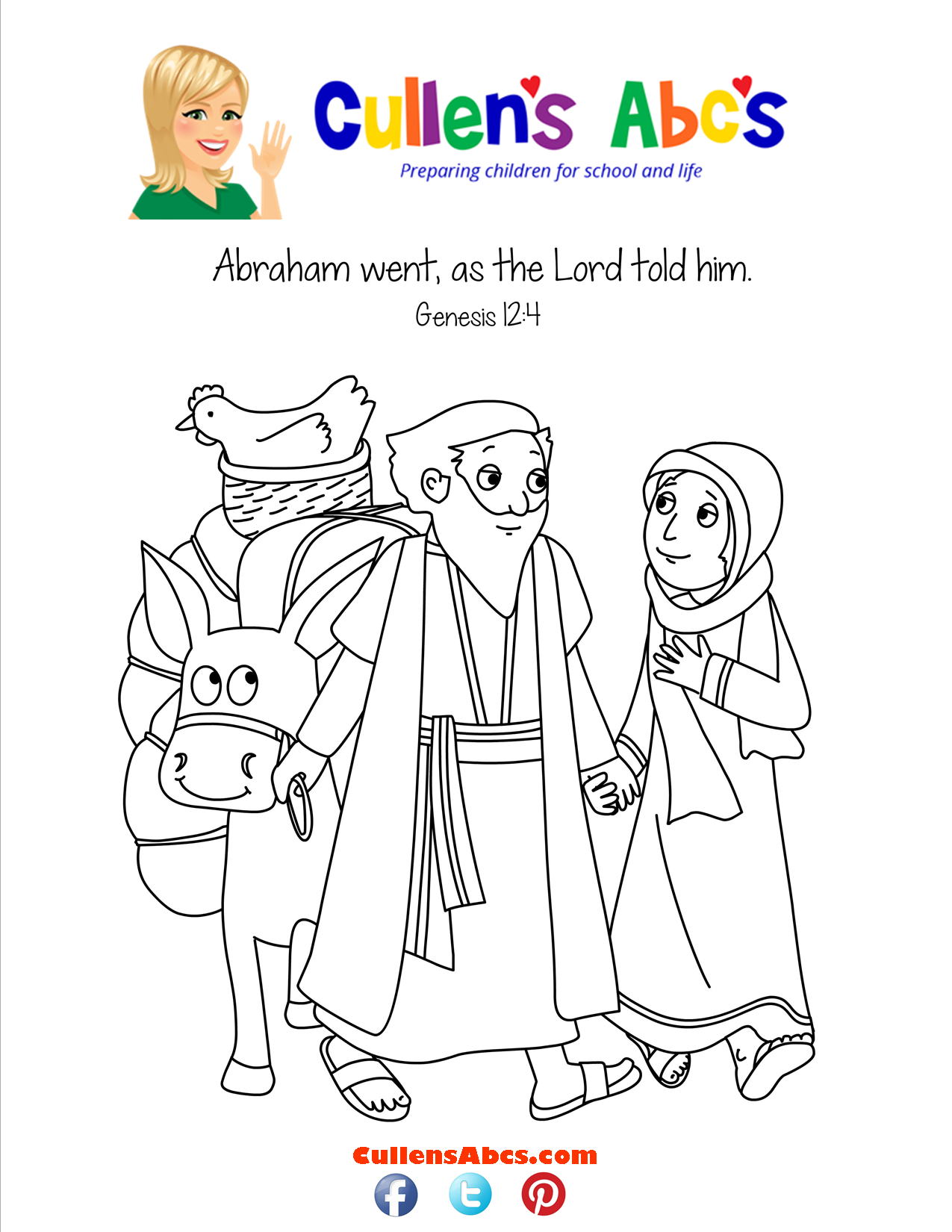 Bible Memory Verse Coloring Page | A New Home | Abraham & Sarah ...