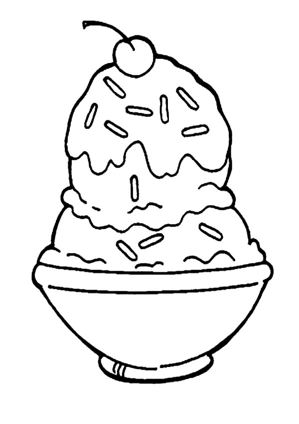 A Full Bowl of Ice Cream Coloring Pages | Bulk Color