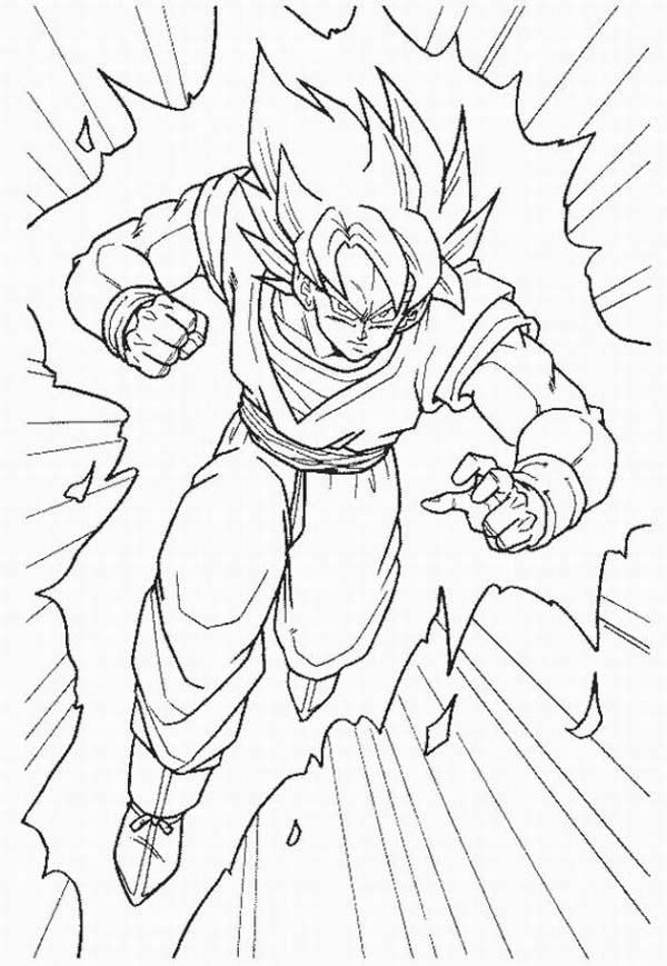 Goku Super Saiyan Form In Dragon Ball Z Coloring Page ...