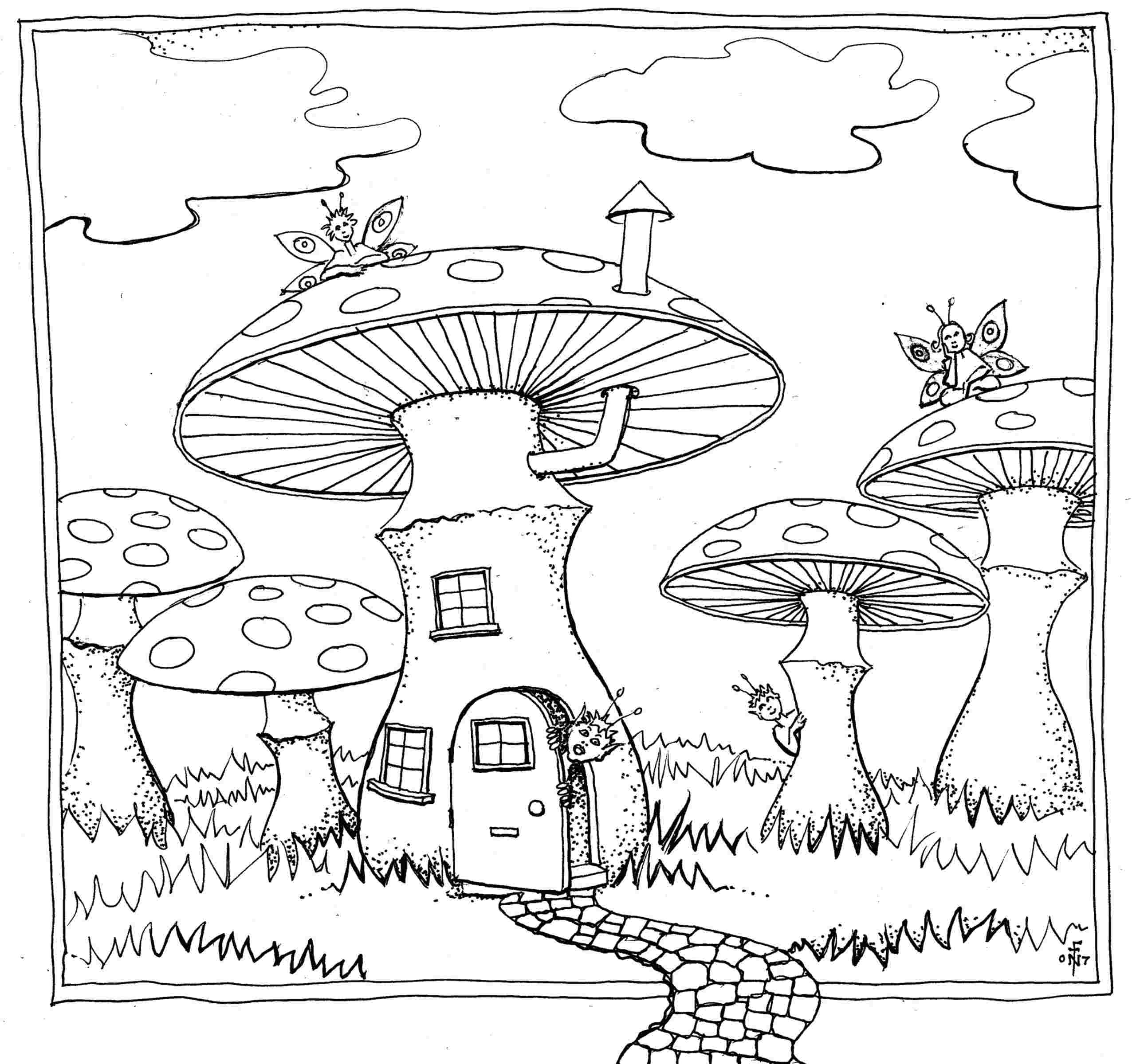 Slide Alt Trippy Mushroom Coloring Pages Psychedelic Mushroom