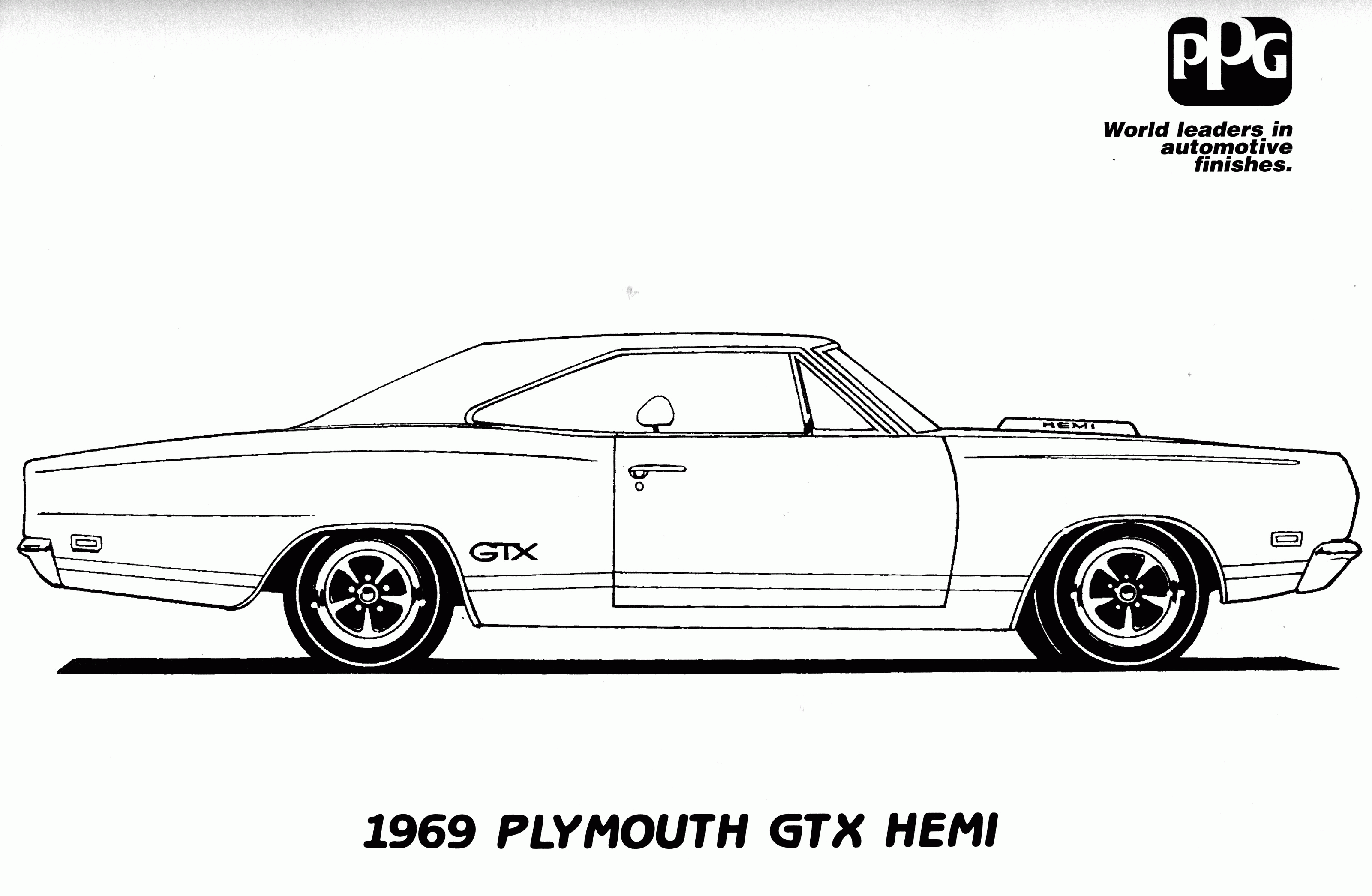 1969 Dodge Charger - Coloring Pages for Kids and for Adults