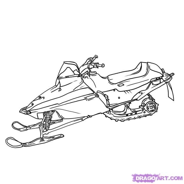 How to Draw a Snowmobile, Step by Step, Motorcycles ...