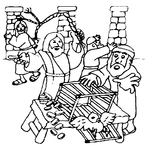 Simple Jesus Clears The Temple Coloring Page 