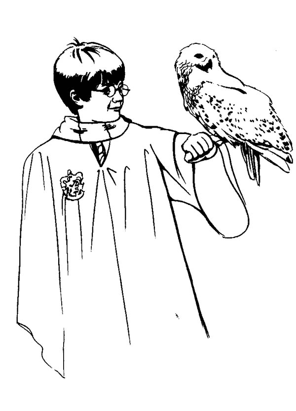 Harry Potter and Her Owl Hedwig Coloring Page - NetArt di 2020