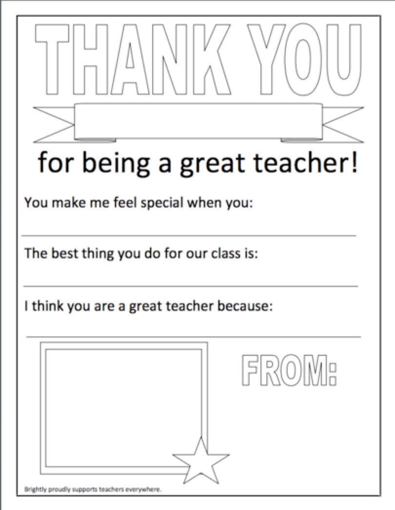 Fun and Easy Printables for Teacher Appreciation Week | Brightly
