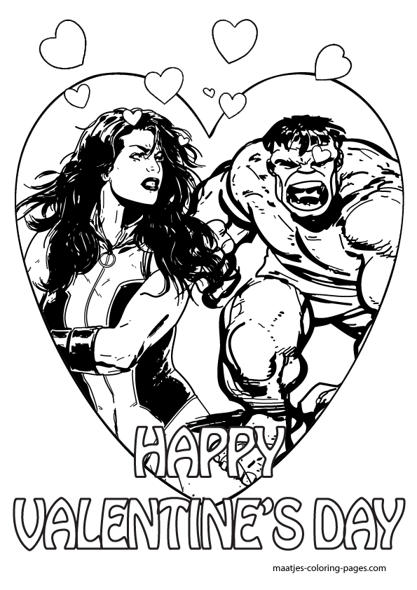 valentine's coloring pages | ... The incredible Hulk and She Hulk ...