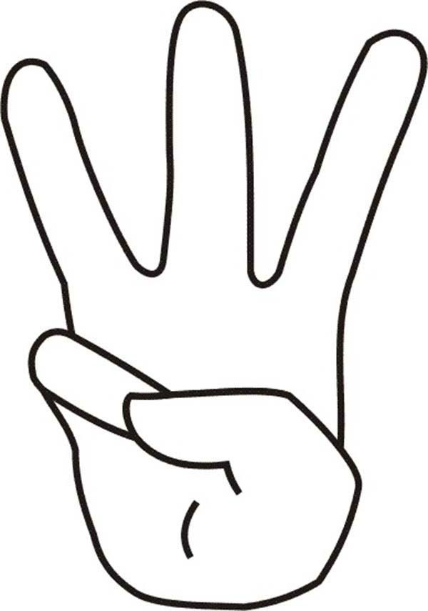 Finger Count to Number 3 Coloring Page: Finger Count to Number 3 ...