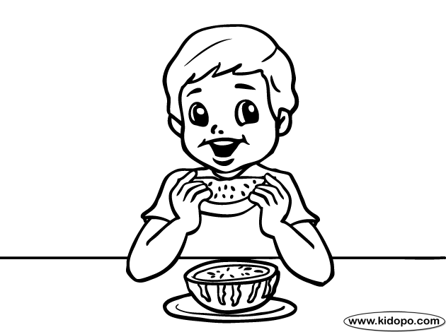 Eating Watermelon coloring page