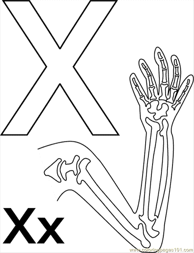 X Xray printable coloring page for kids and adults