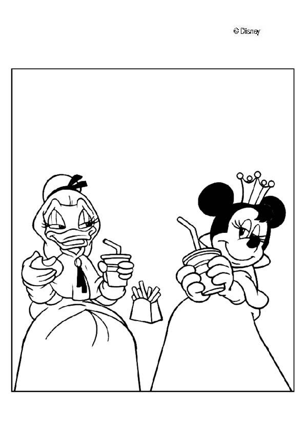 Donald Duck coloring pages - Princesses Daisy Duck and Minnie mouse