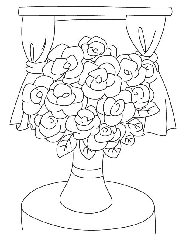 Gardenia flower vase coloring page | Download Free Gardenia flower vase  coloring page for kids | Best Coloring Pages