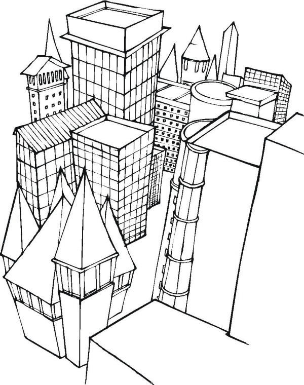 Buildings Coloring Page | Printable coloring pages
