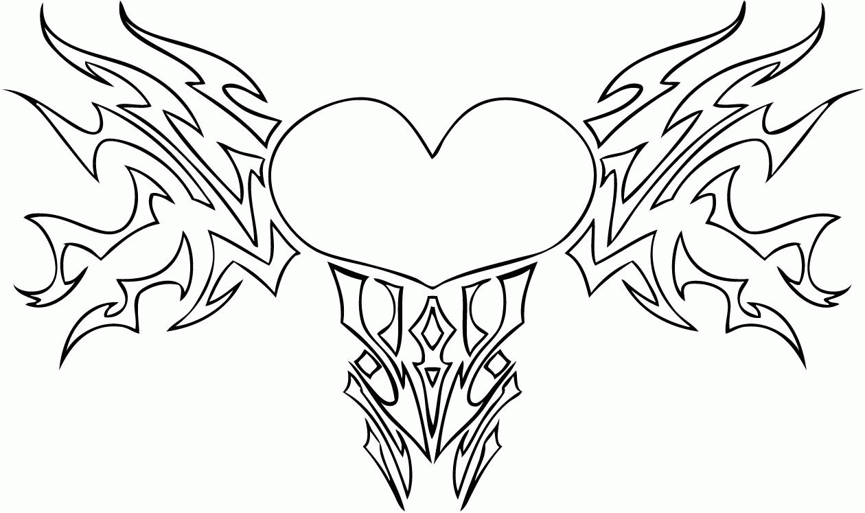 hearts with wings coloring pages | Only Coloring Pages