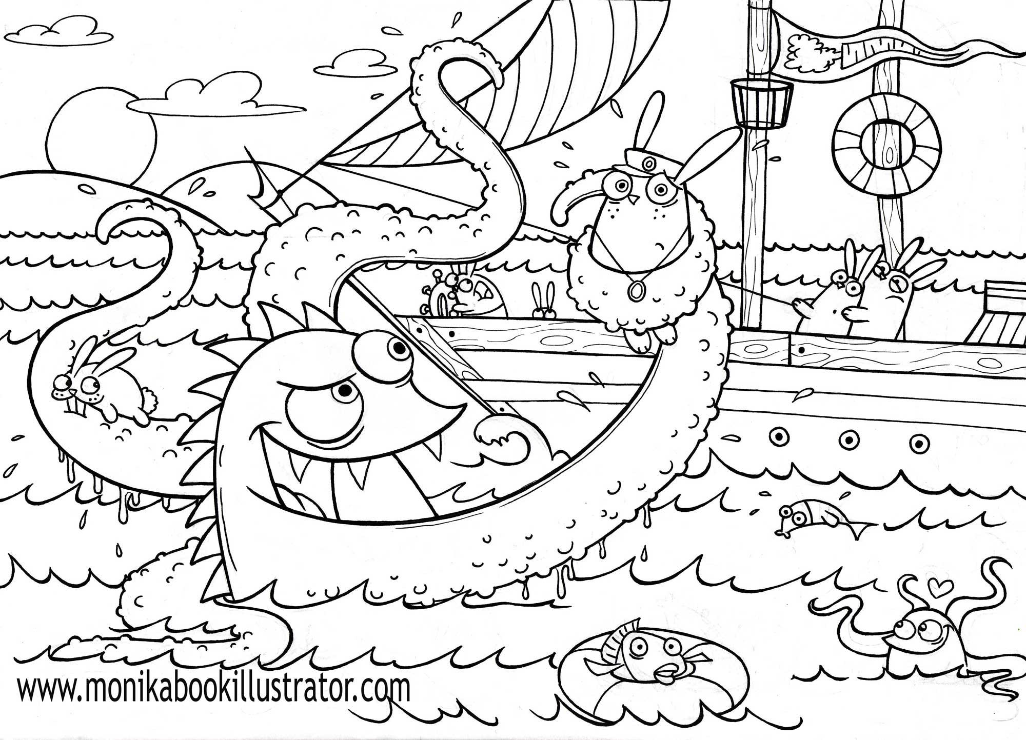 Monsters Coloring Page - Coloring Home