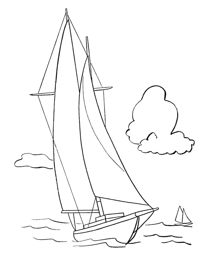 228 Cartoon Yacht Coloring Page for Kids