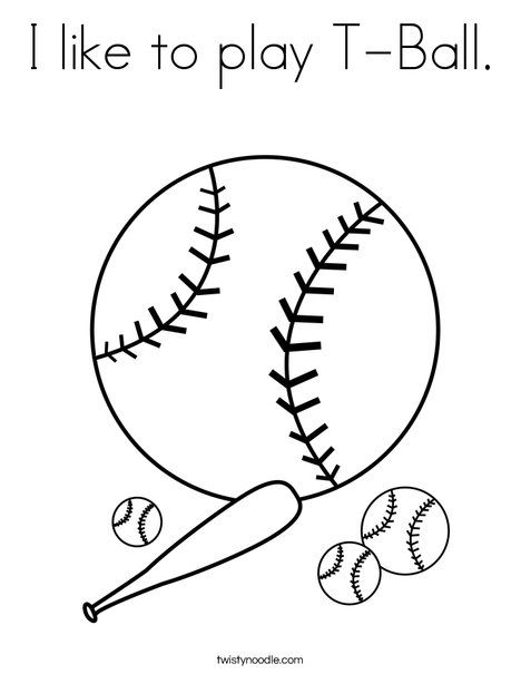 I like to play T-Ball Coloring Page - Twisty Noodle