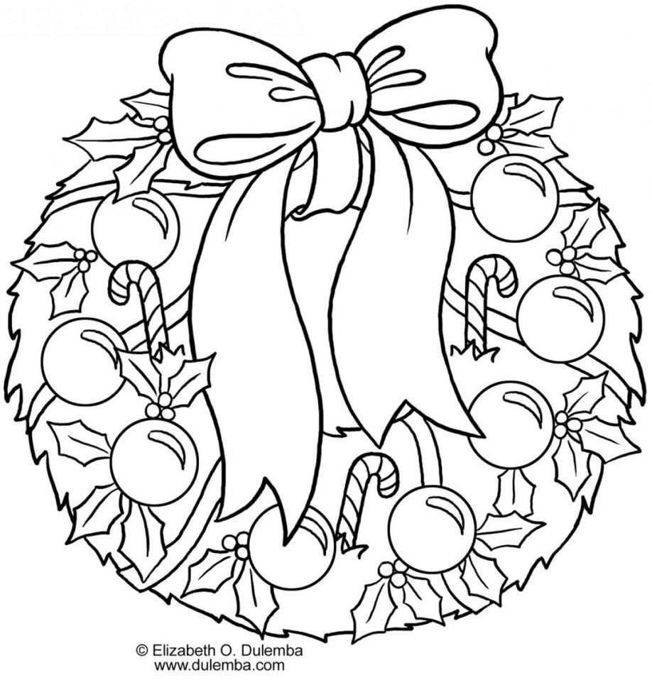 Wreath Coloring Page Christmas Wreath Coloring Page Shapes ...